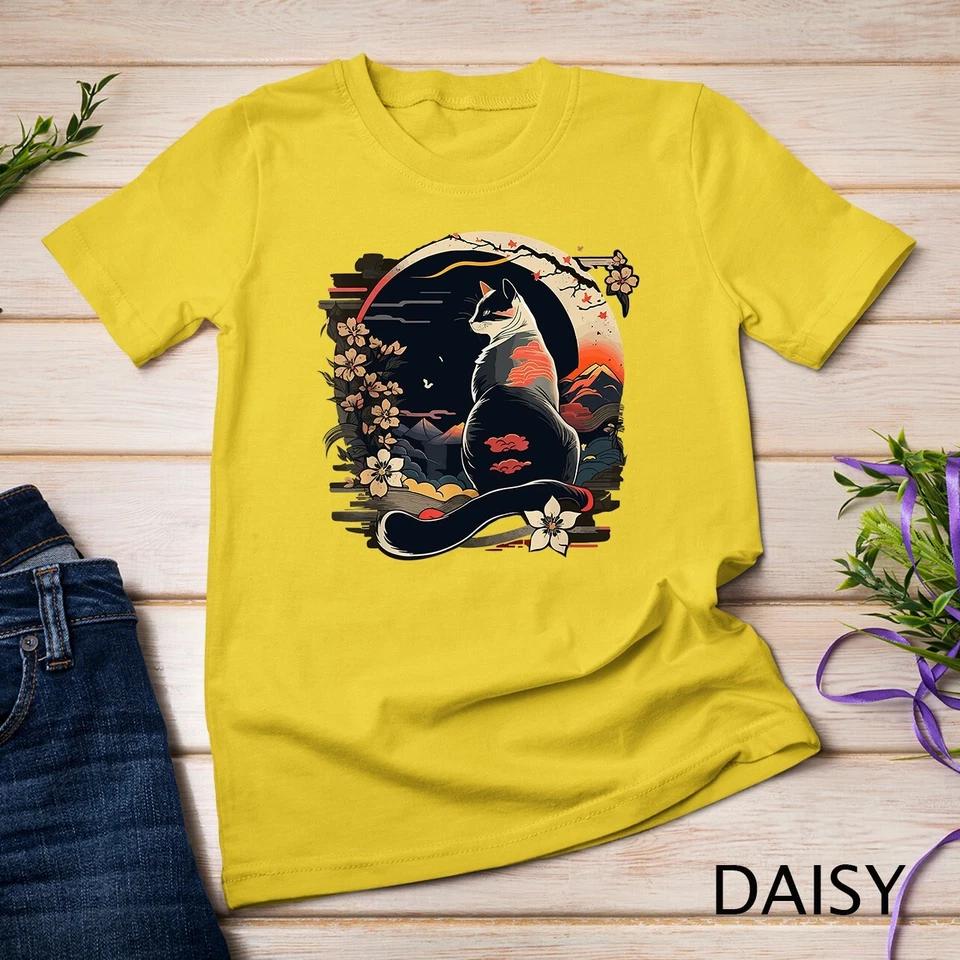 Cat Japan Style Funny Cat Gift Retro Vintage Funny Cat T-Shirt Unisex T-shirt 3 M