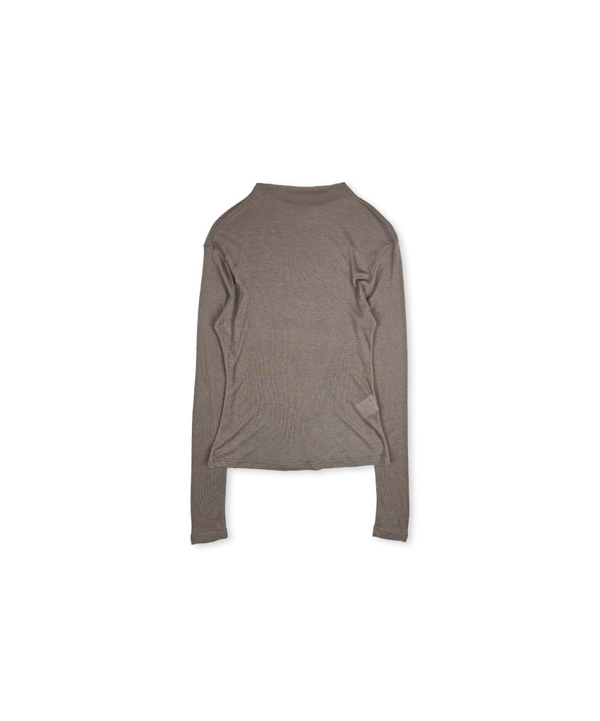 320SHOWROOM Mock Neck Wool Long Sleeve T-Shirt Mocha Beige