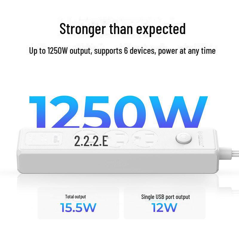 

Portable Power Strip with USB & Type C Ports – 1.5m Travel & Office Plug Board 4AC-US Black 1.5M
