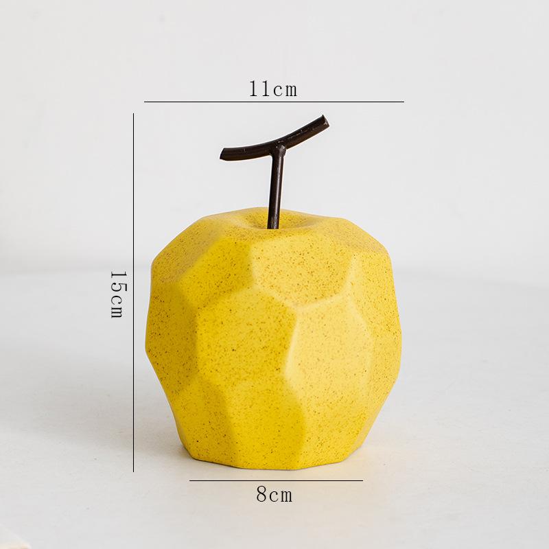 Ceramic Crafts Pear Sculpture Geometric Surface Apple Pear Statue Home Decor Pear Apple Ceramic Decor Abstract Fruit Ornaments