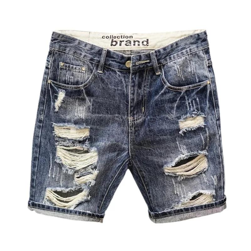 

Винтажные мужские джинсовые шорты в японском стиле, повседневные, прямые, со средней талией, летние, фирменные, из пяти частей 26 синий