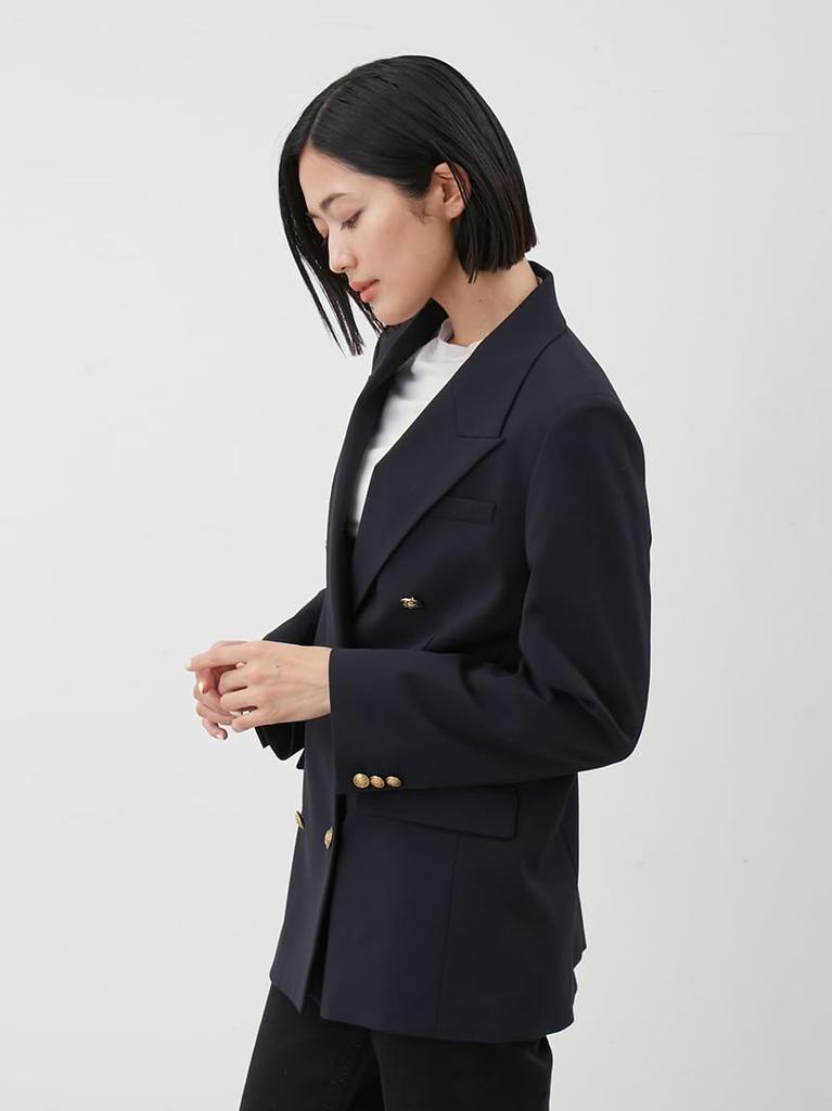 Mira Owen Gold Button Long Blazer 09WFJ254139 Women's Double-Breasted