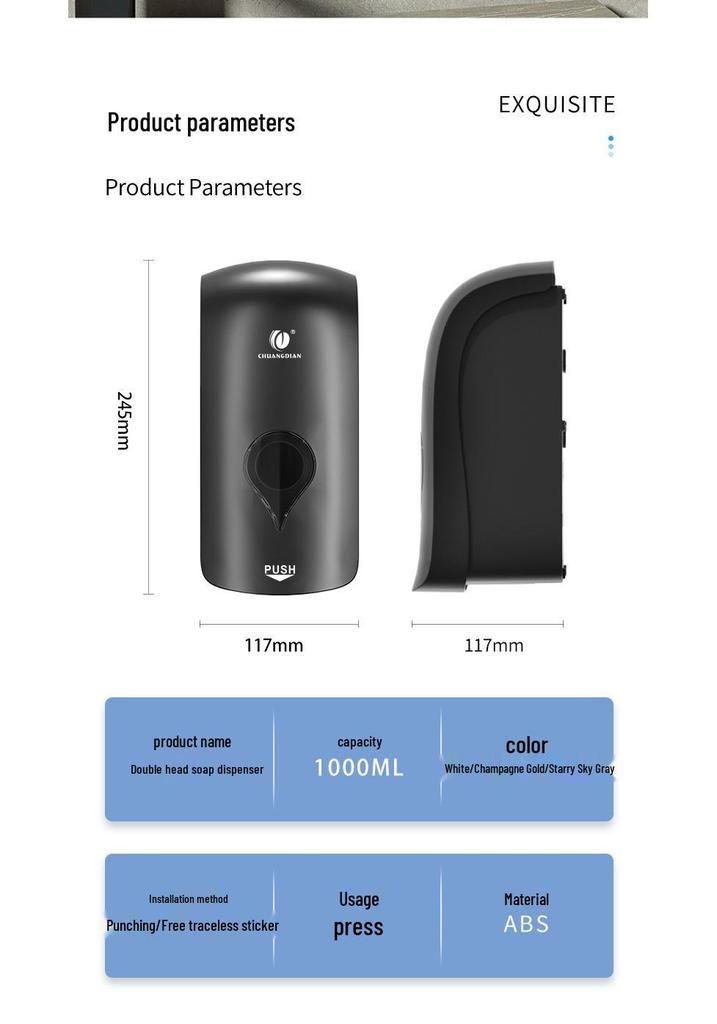 Creative Point 1000ml Wandmontierter Handdesinfektionsmittel- & Seifenspender, Kein Bohren Erforderlich