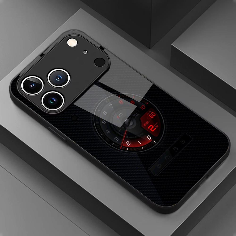 Sporty Red Car Gauge Pattern mobile phones Glass phone case for iphone 17 pro max cover for iPhone 17 16 15 14 13 12 pm Pro Plus