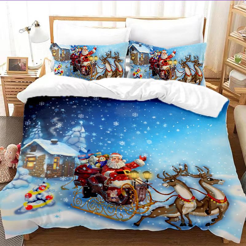 Supply Christmas Series Bed Quilt Cover Pillowcase 3D Digital Quilt Cover Three-Piece Set