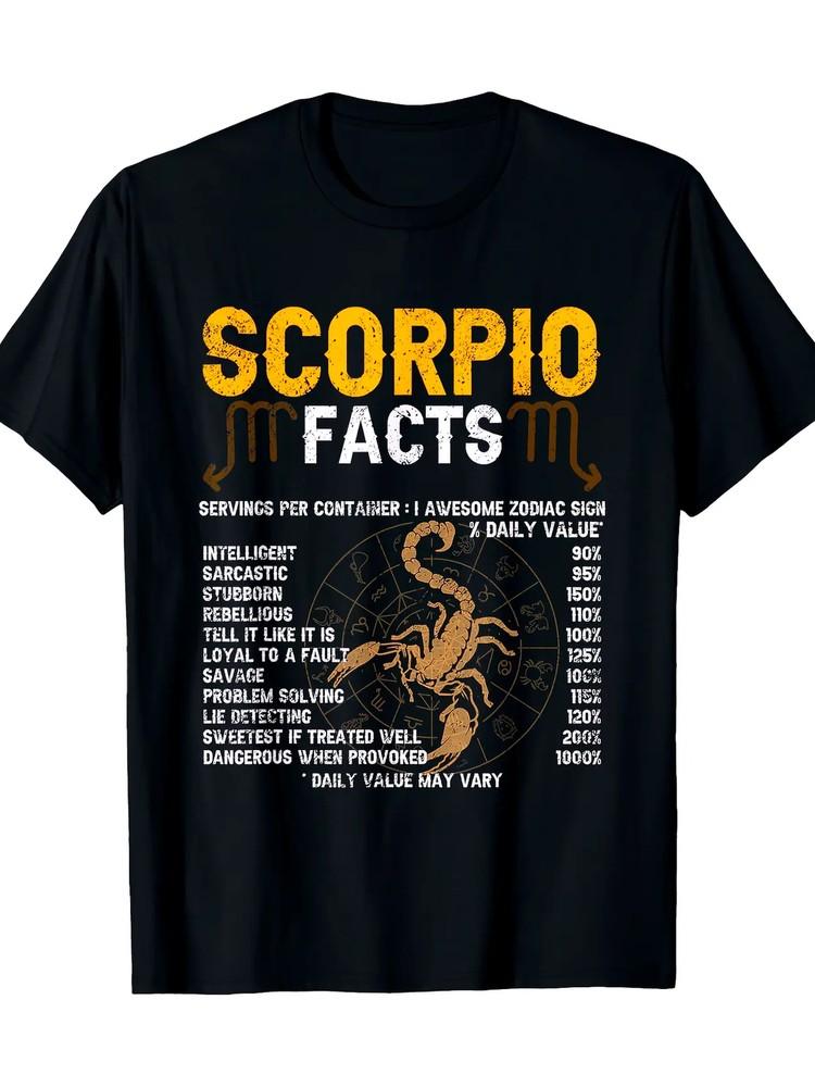 

Scorpio Facts Zodiac Sign Personality Horoscope Funny Facts T-Shirt-100% Cotton 4XL
