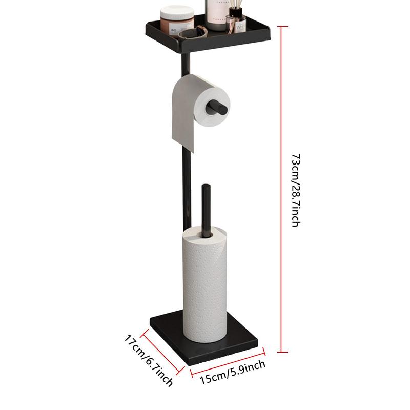 Porte-rouleau de papier toilette sur pied Porte-rouleau de papier Support sur pied pour papier toilette de salle de bain Avec étagère de rangement Rouleaux de papier toilette amovibles lisses