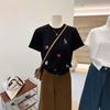 Women's Summer Little Dog Embroidered Slimming Short Sleeve Top