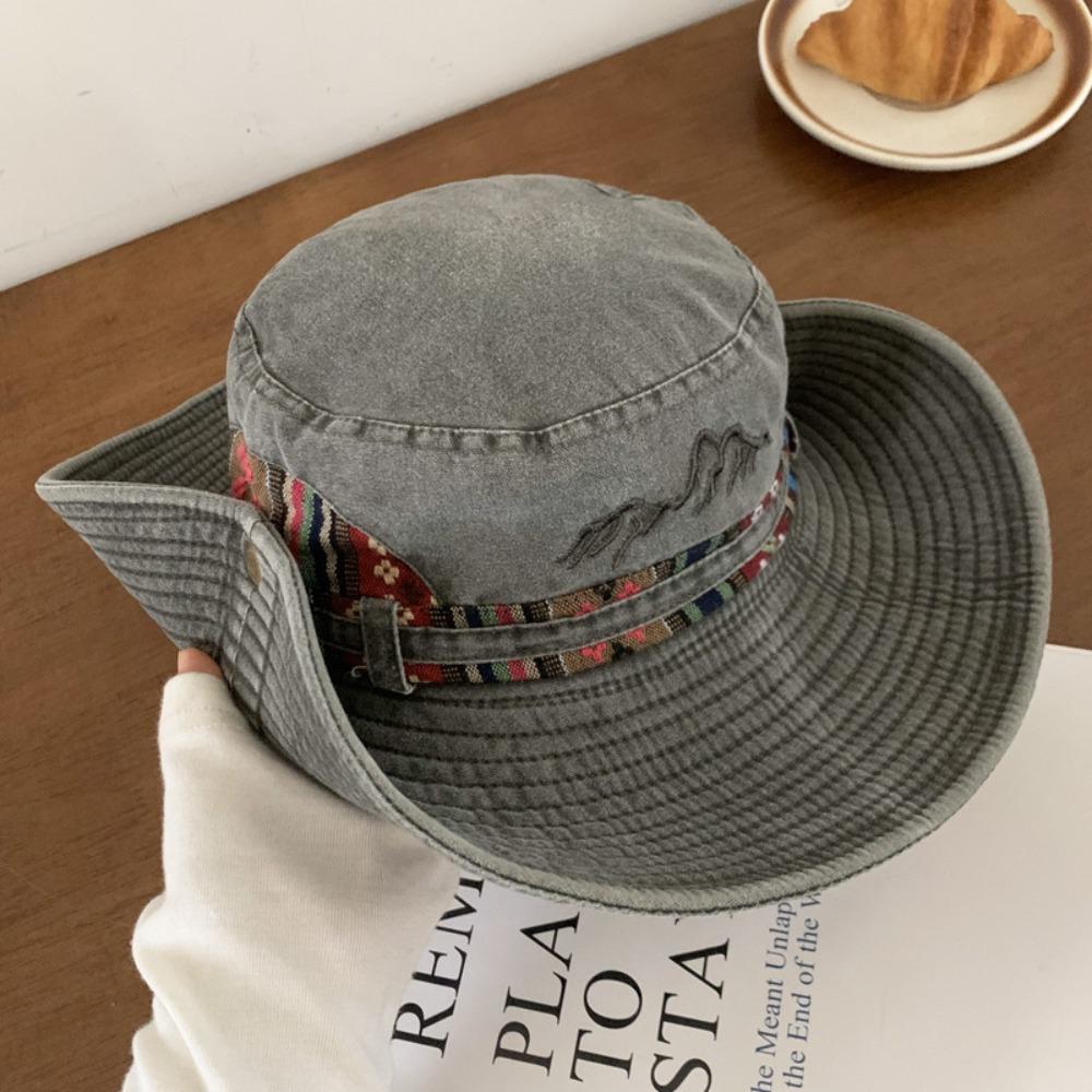 Wide Brim Fisherman Cap Sun Protection Sunshade Hat Fashion Cowboy Bucket Hat