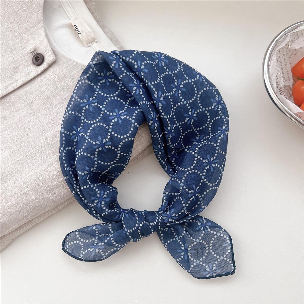 Cashew Small Square Scarf Floral Square Handkerchief Simple Printed Silk Scarf  Vacation