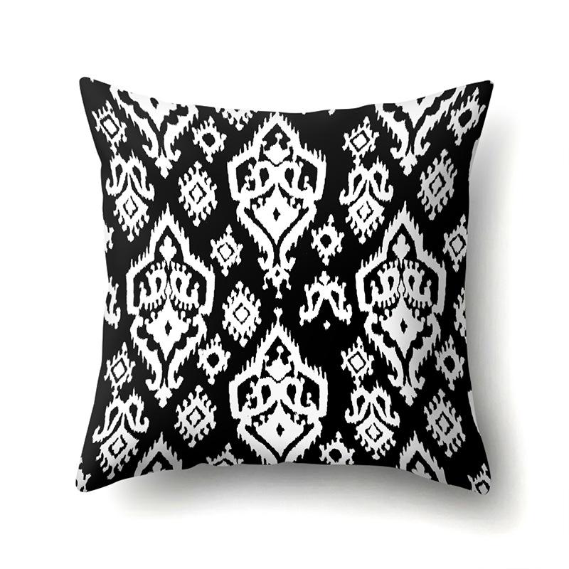 Polyester Pillowcase Black and White Printed Pillowcase Waist Cushion Cover Geometric Cushion Head Cushion Cover