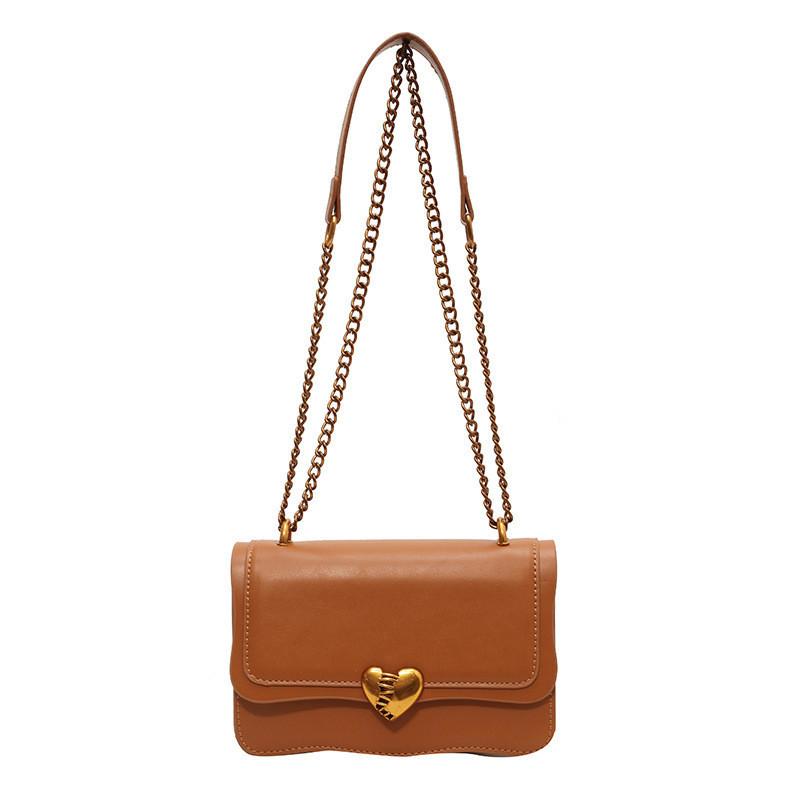 Trendy Chain Shoulder Bag 2023 Winter New Arrival Mini Bag For Women Urban Minimalist Style коричневый
