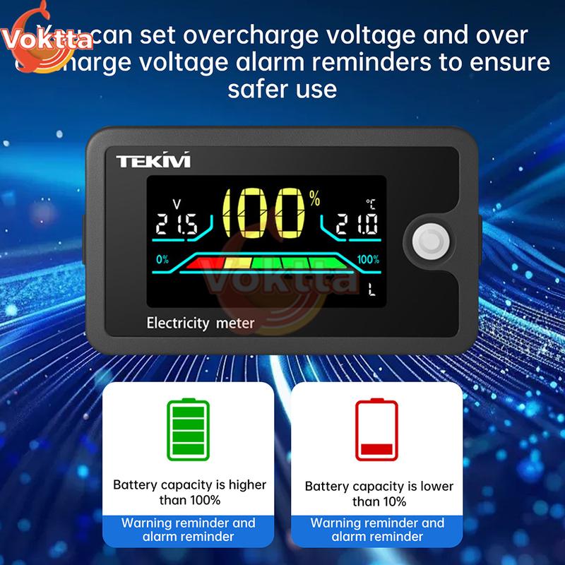 DC 8-100V LCD Digital Voltage Battery Capacity Indicator 12V 24V 48V 72V Lithium Acid Voltmeter Power Monitor For Car Motorcycle