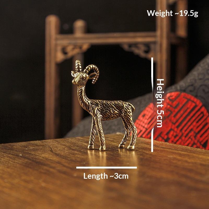 Brass Goat Small Ornament Antique Copper Zodiac Animal Goat Miniature Figurines Home Decoration Accessories Desktop Decor