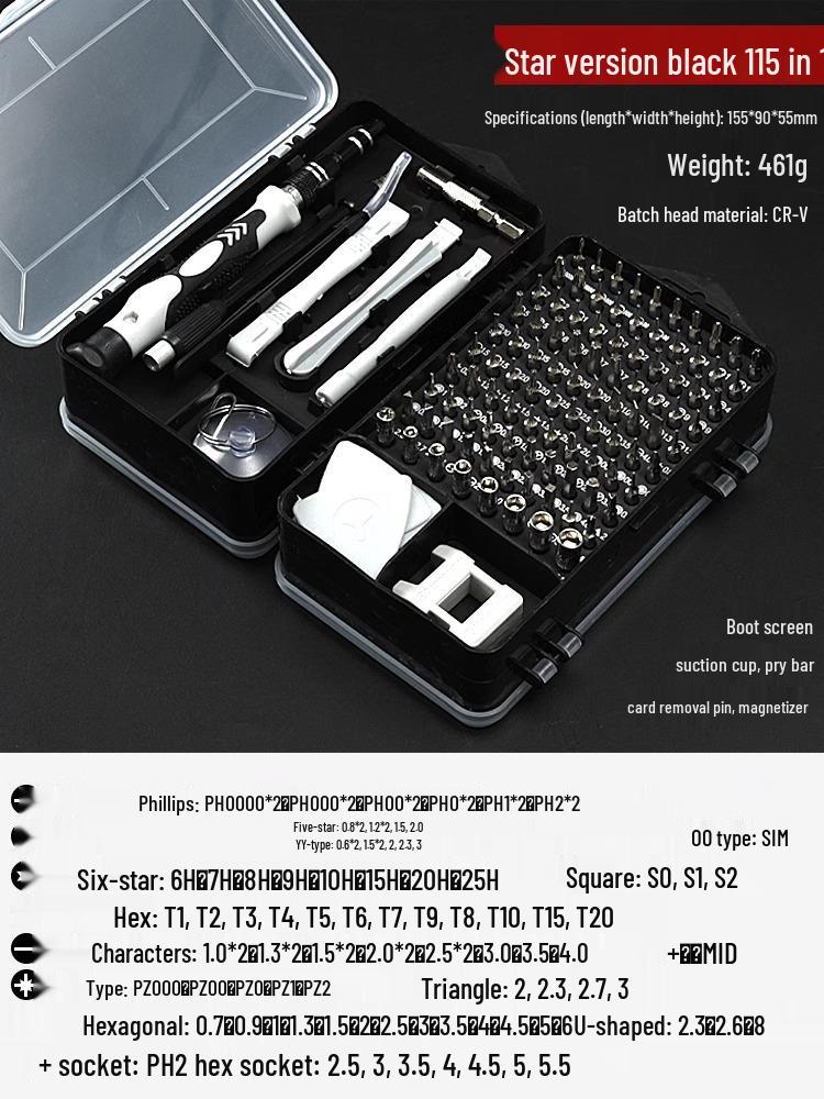 Multi-Functional Screwdriver Set with Triangle, Plum Blossom, U-Shaped, and Cross Heads for Household Use