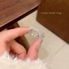 Korean Luxury Zircon Pearl Bow Ring - Vintage Niche Design, Women's Open Hand Jewelry