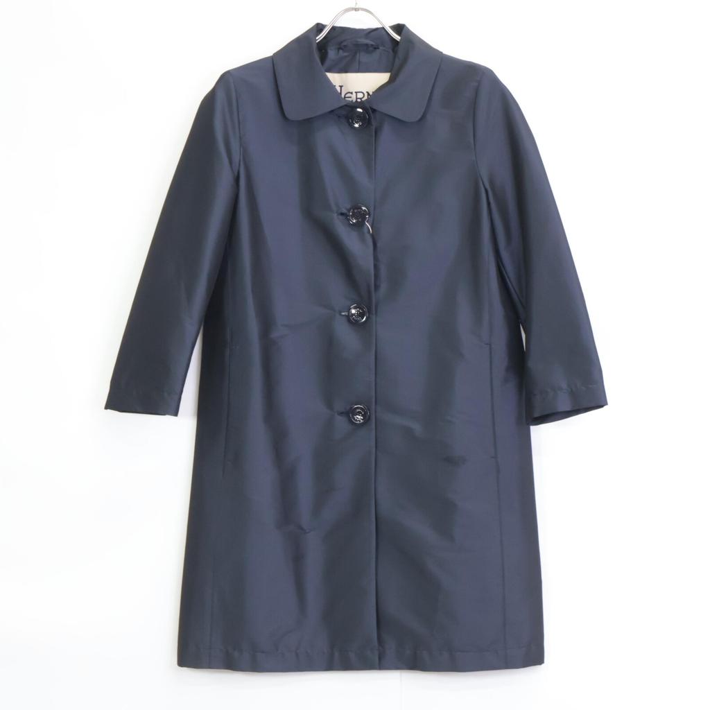HERNO CA0150D Navy Nylon Big Button Soutien Collar Coat coat 42 NavyUsed