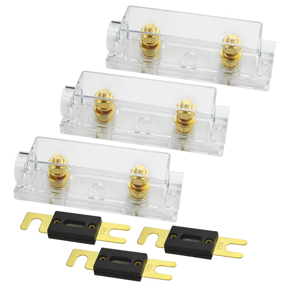 WMYCONGCONG 3pcs ANL Fuse Holder with 80A ANL Fuse for Car Audio Amplifier, Gold Plated