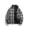 Wassup Sohot Men's Plaid Stand Collar Baseball Jacket