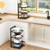 Pot Rack Organizer Under Sink Adjustable Cookware Storage Heavy Duty Space Saving Shelf for Cabinet Kitchen Cookware Holder