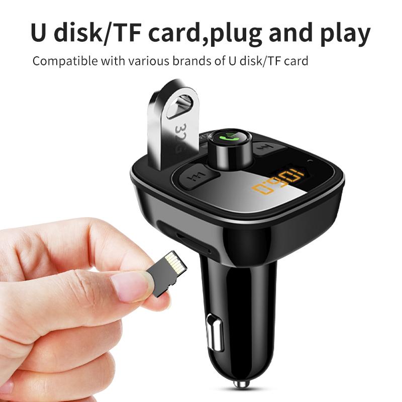 Car Mp3 Player Bluetooth 5.4 FM Transmitter Car Charger Adapter Dual USB Support TF Card & U Disk Hands-Free Call