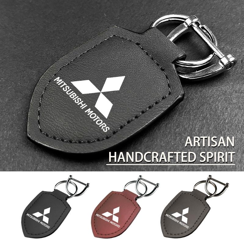 For Mitsubishi Fashion Leather Car Keychain Retro Style Keyrings Accessories Outlander Lancer L200 ASX Pajero Grandis Eclipse