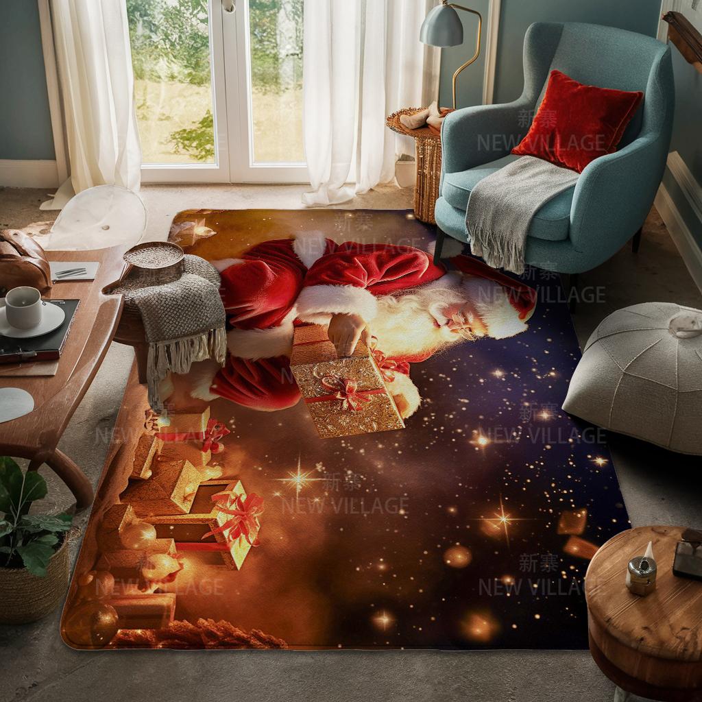 House Entrance Carpet Home Door Mat Living Room Bath Foot Bathroom Non-slip Water Absorption Rugs Bath Merry Christmas Winter