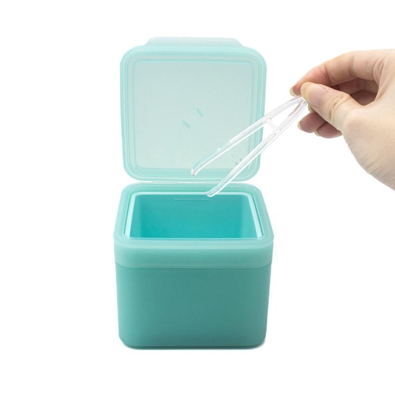 Double Layer Makeup Remover Cotton Box With Tweezers Wide-Mouth Flip Storage Box Cover Cotton Pads Organizer Nail Art Tool Case