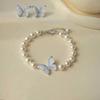 Temperament Super Immortal Light Luxury Pearl Zircon Pearl Bracelet Crystal Butterfly ins Style Bracelet French Fashion Jewelry Women