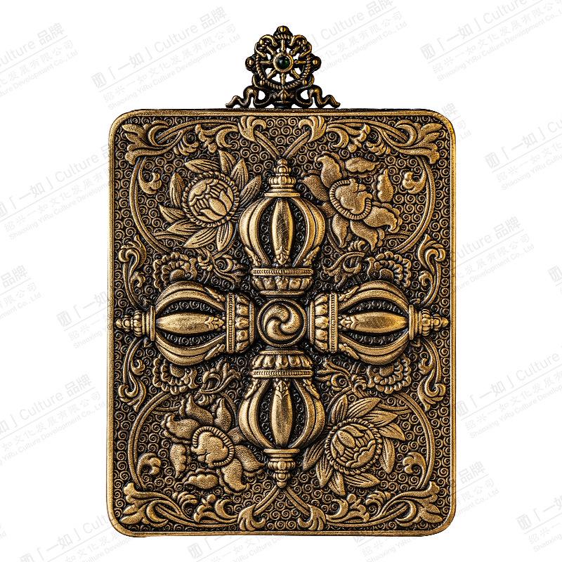 Authentic Xiangyun Golden Wheel Vajra Pestle Pendant & Thangka Gau Box