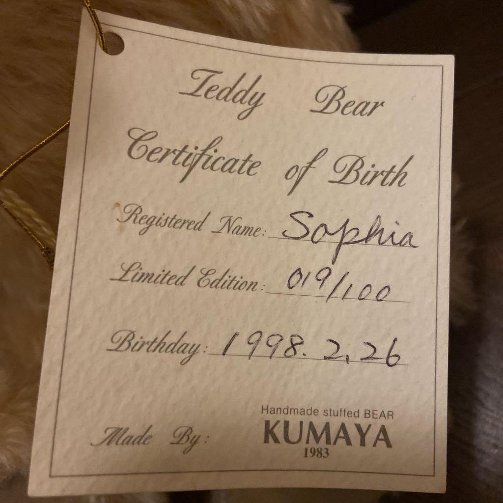 [USED] Kimaya Limited Edition 1998 Limited Edition Teddy Bear