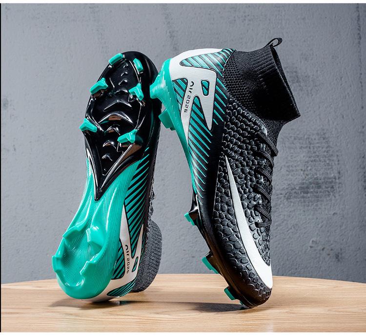 Unisex High-Top Long Spike Artificial Turf Football Training Shoes