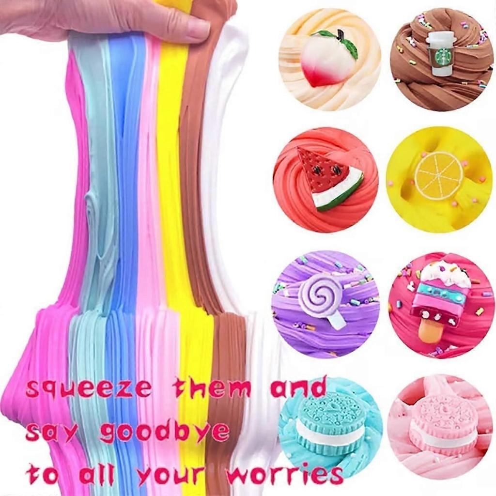 9-Delige Fluffy Slijm Kit Superzachte Suikerspin Modder Wol Kneedgum Stressverlichting Sensorisch Speelgoed voor DIY Klei & Squishy Textuur Spelen