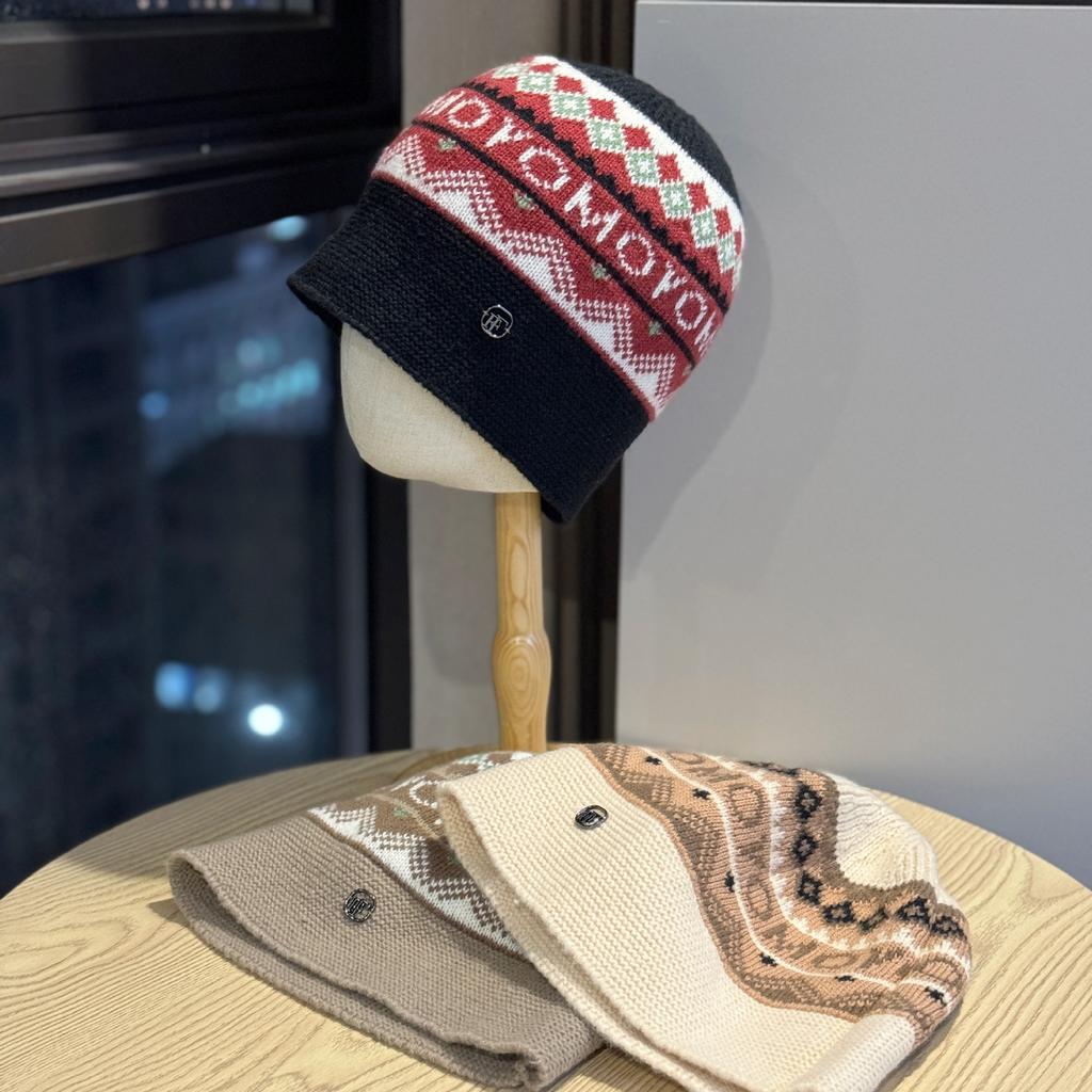 New Fair Isle Style Retro Jacquard Ear Protection Knitted Hat for Women Autumn and Winter Cold Proof and Warm Woolen Hat Basin Hat