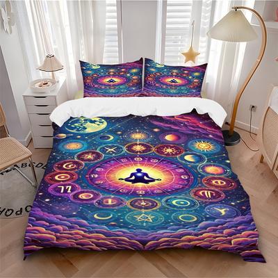 3pcs Astrology Symbols Duvet Cover Set, 1 Duvet Cover + 2 Pillowcases (No Insert), High-Definition Print, Home & Dorm Yy251123044