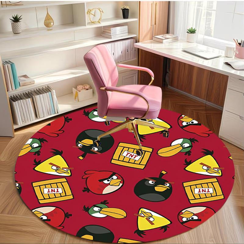 Angry Birds Print Round Rug, Washable Floor Carpet, For Entryway Dorm Laundry Room Office Study, Home Decor Birthday Christmas Gift
