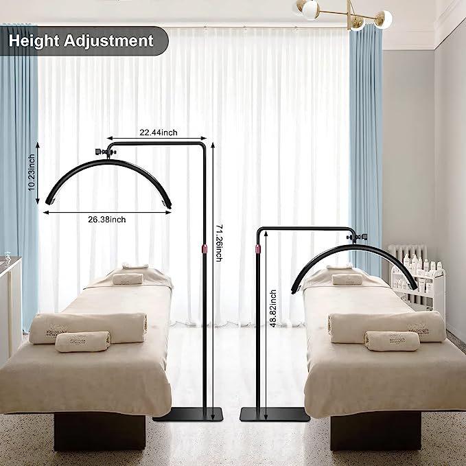 24.5" Half-Moon U-Shaped LED Beauty Lamp for Eyelash Extension & Eyebrow Tattooing - Warm Light, Eye Protection