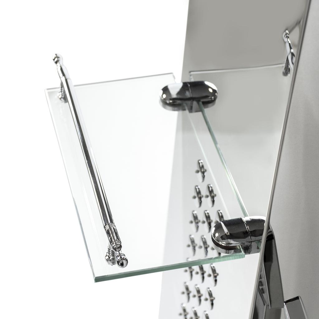 Rain Shower Panel with Hydromassage, Shelf, Column Set, Chrome
