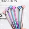4/12/24pcs Crystal Diamond Ballpoint Pen Metal Texture Imitation Rod Retractable 0.7mm Blue Ink for Writing Signature