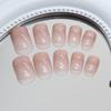 24 Pcs Short Ballerinas Press On Nail French Tip Full Cover Stick On Nail Elegant Artificial Nail Glossy False Nail