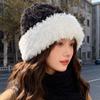 Versatile Cold-proof and Warm Wool Hat Japanese Retro Splicing Plush Ear Protection Knitted Hat