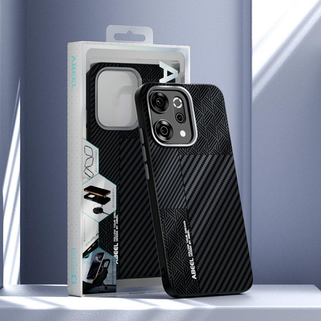 ABEEL For Oppo Reno14 Pro 5G (Global) Magnetic Case PC + TPU + Aluminum Alloy + PU Leather Slim Phone Back Cover