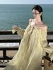 Elegant Long-Sleeved Tassel Macrame Vacation Dress