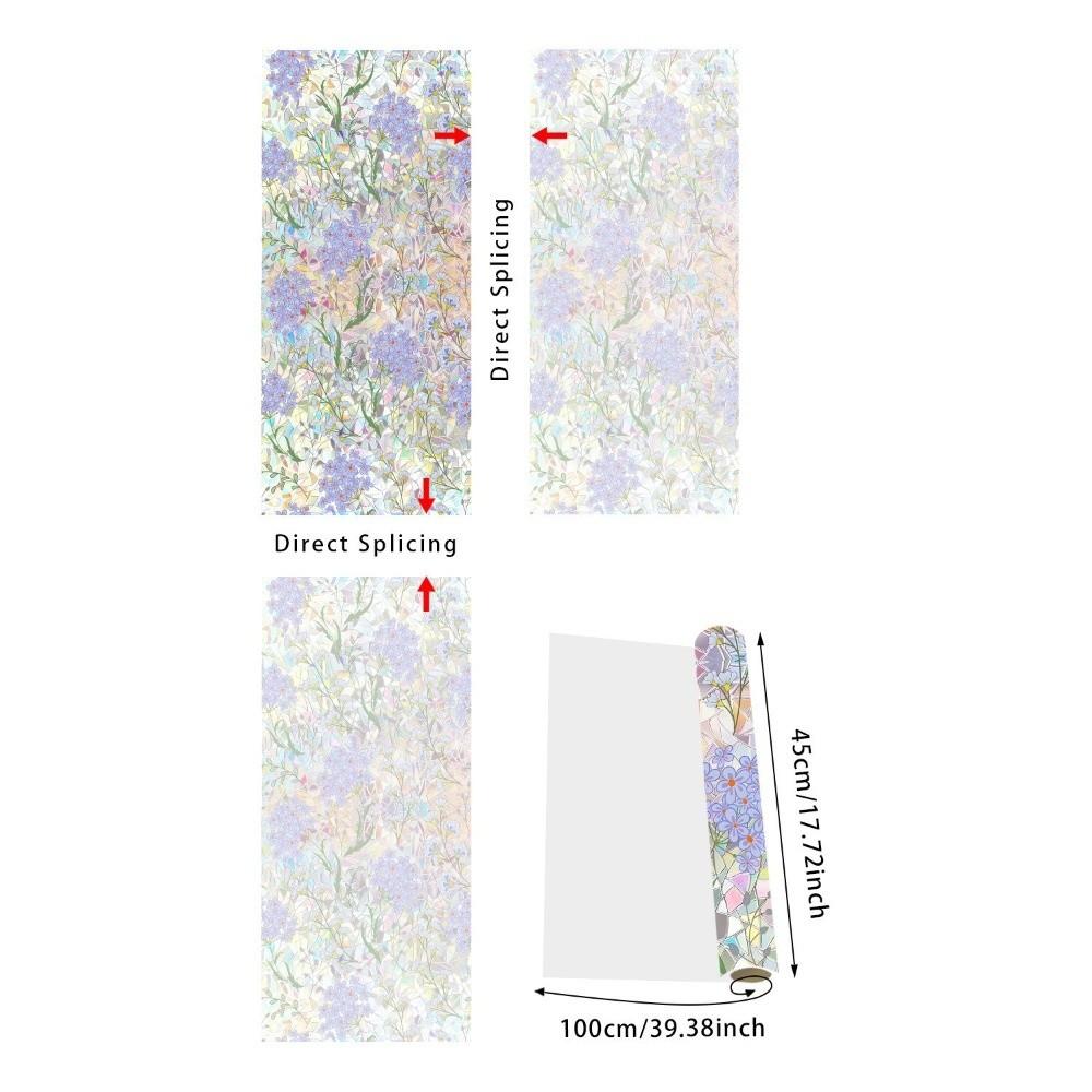 Translucent Floral Window Privacy Film PVC Static Stained Glass Cling  For Living Room