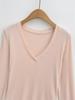 Korean V-Neck Long-Sleeve Slim Fit Sheer T-Shirt for Women - Autumn Essential
