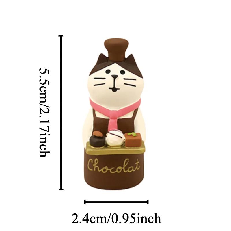Cartoon Chocolate Bakery Series Resin Miniatures Home Accessories Kawaii Cupid Cat Figurines Japan Style for Valentine Gifts