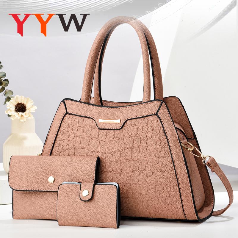 Tote Bag For Women with Zipper PU Leather Handbags Multi-Pocket Shoulder Bags Crossbody Bag with Matching Purses Wallet