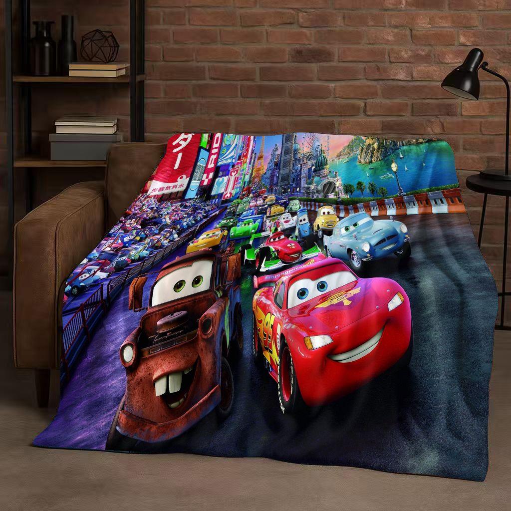 Sanrio Cartoon Cars Lightning McQueen Christmas Gift Flannel Blanket,Ultra Soft Plush Throw for Home Bedroom Bed Sofa Cover Kids