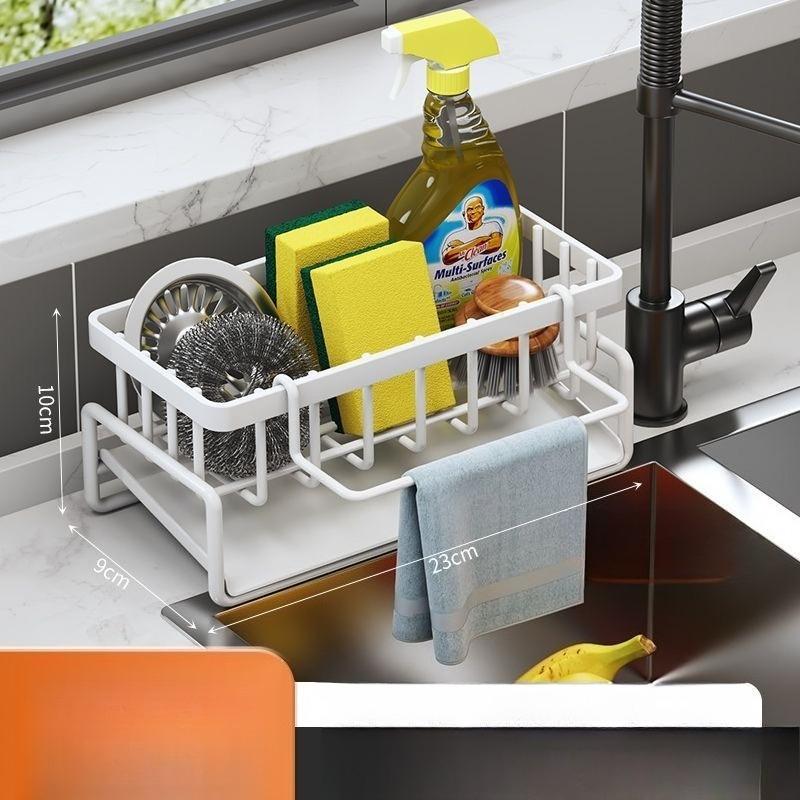 Selbstentwässerndes Spülbeckenregal Edelstahl Küchenspülbecken Abtropfgestell Seifenschwammhalter Küchenspülenorganizer Küchenorganizer