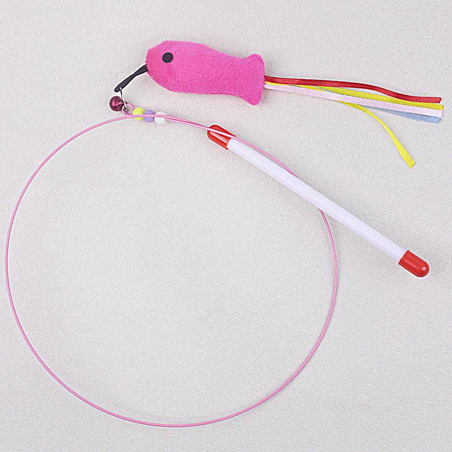 Cat Toys Long Rod Steel Wire Feather Bells Bite-resistant Handheld Cat Teaser Self-Hi Bored Cat Toys Pet Toys